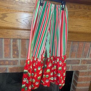 Red, White and Green Owl Wide Leg Pants/Little Girl